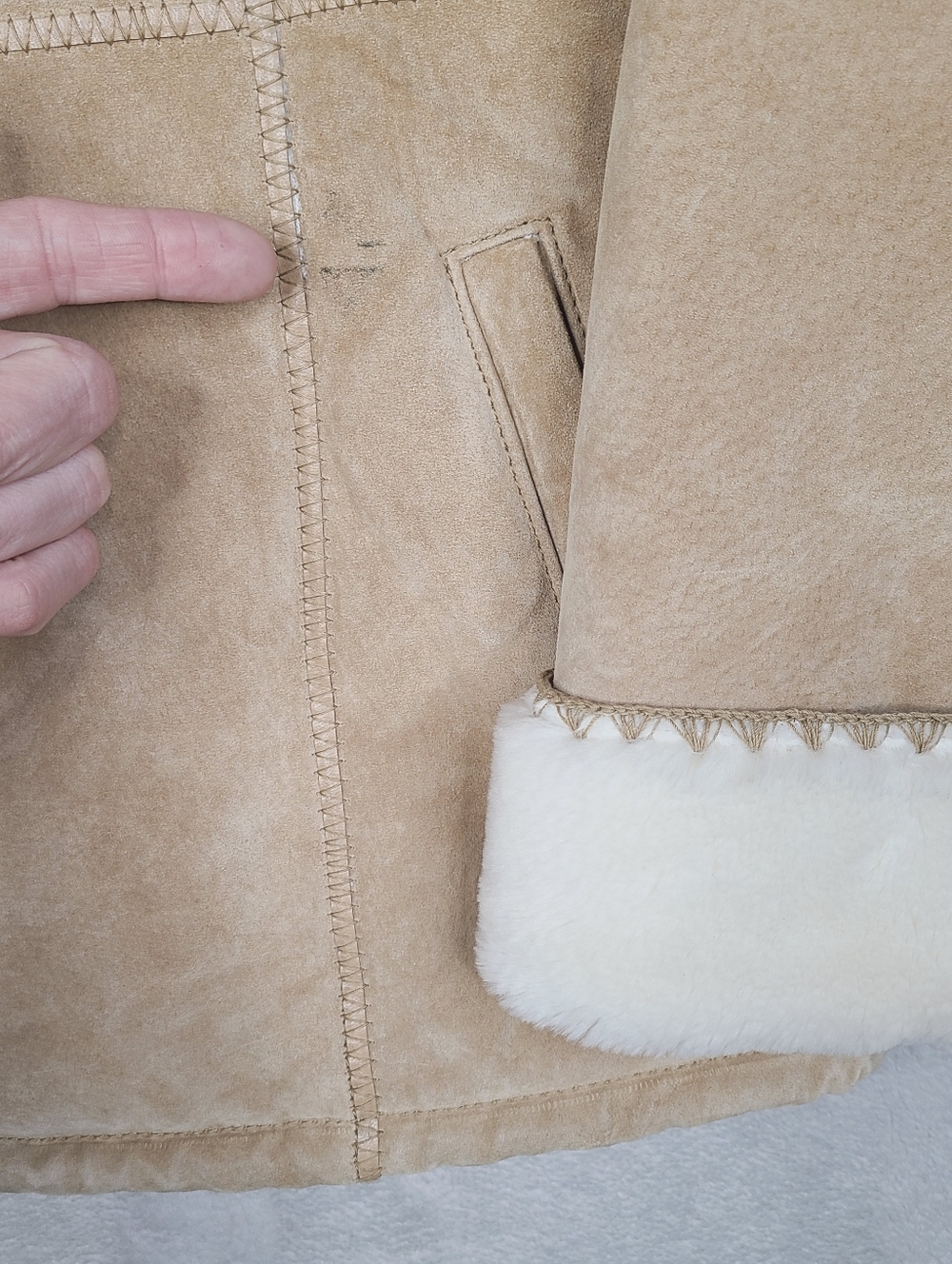 Vintage Fabio Penny Lane Suede Leather Coat Jacket Womens Large Tan Beige Lined - Picture 4 of 16